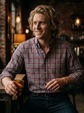 Southern Marsh Long Sleeve Button Down Small S Multicolor Check Plaid Chest Logo